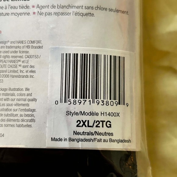 6 BRIEFS, 100% COTTON NUDE/3 BLACK/2 PINK, SIZE 2X, HANES, SEALED IN ORIGINAL - Picture 4 of 6